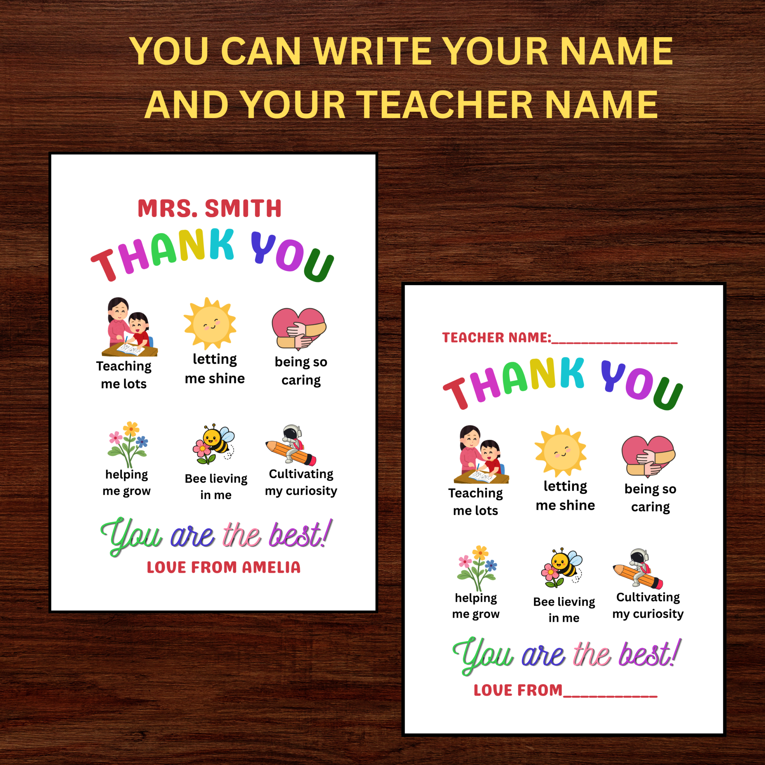 Customized Teacher Thank you card